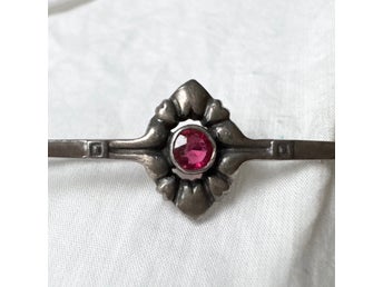 Äldre 830 silver rosa sten brosch 20-tal / 30-tal / 40-tal
