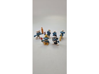 6 stycken vintage Smurf-figurer från Schleich och Bully