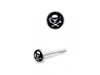 1 st.Näspiercing i silver med emaljerad döskalle (r)