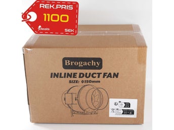 Brogachy 150mm Kanalfläkt EC Reglerbar 688 m³/h Tyst Ventilationsfläkt