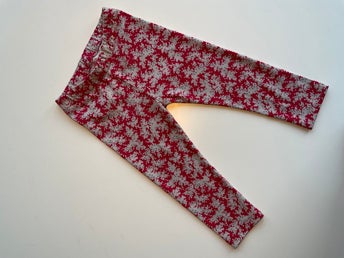 Handgjorda blommiga trikåbyxor, leggings till barn, storlek 80