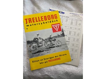 Trelleborg Motorcykeldäck 1955 Broschyr med prislista 15/8 1955 6 sidor.