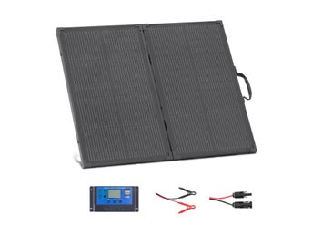 Hopfällbar solpanel 100W med regulator för camping och husbil