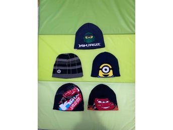 Paket med 5 st barnmössor - Ninjago, Bilar, Minioner
