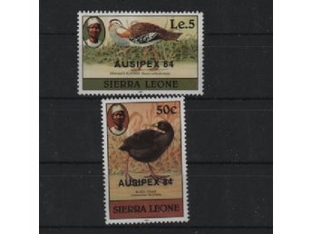 Sierra Leone 1984 Fåglar övertryck Ausiepex 84 2v