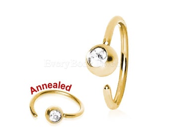 Näsring guldpläterad – Klar sten – 0,8 mm – 8 mm – Ny