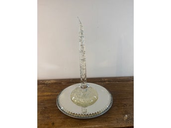 Vintage ljus lucite ljus med silver bitar antik spegel 60 tal ljusstake