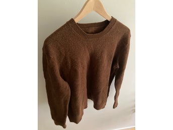 Ull 100% stickad tröja finstickad wool retro vintage rostbrun jumper
