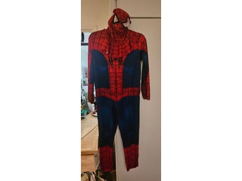 Spiderman-dräkt med mask strl 122/28