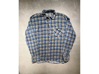 80s Blue Plaid Flannel Shirt