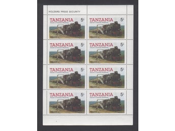 Tanzania. Michel 268 ** i 8-block. Motiv TÅG/TRAIN. HOLDERS PRESS SECURITY.