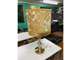 Retro Bordslampa med tygskärm och fransar