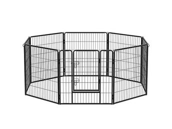 Feandrea 8-panels lekhage, bur i järn, kraftigt husdjur, 77 x 80 cm, PPK88H