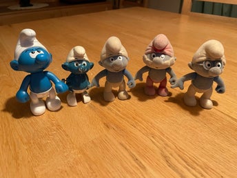 Fem Smurfar Figurer, tre flockade/flossade