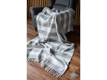 Grey Merino Wool Blanket with Fringe 160 x 200 cm 100% ull