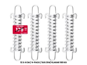 4-pack NYA 304 rostfria spännfjädrar för campingtält, förtält etc • Klarar>180kg