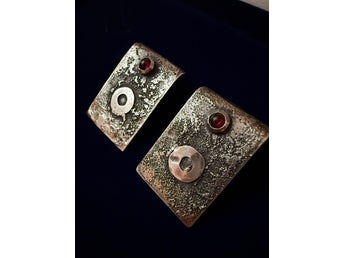 Vintage Monika & Burkhard Oly 835 silver brutalist clip earrings – 1970s
