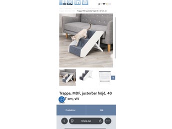 Trixie hundtrappa i vit MDF, justerbar upp till 45kg ca 70cm höjd