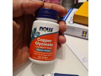 NOW Copper Glycinate 3 mg, 120 tabletter
