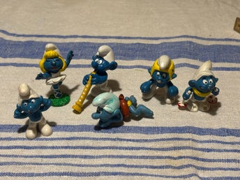 6 st vintage Smurfar Peyo Schleich Billy 70-80/ral