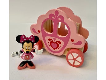Robust Träbil eller Vagn med Mimmi FIgur i Minnie Mouse Disney Figure