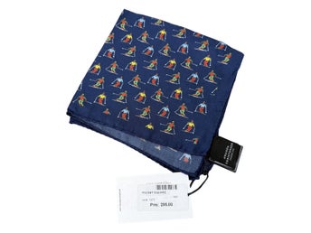 Amanda Christensen Näsduk Herr Silke Blå Skidåkare Mönster Bröstnäsduk