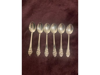 6 kaffeskedar MEMA EX.PR.NS.ALP – blommotiv – nysilver