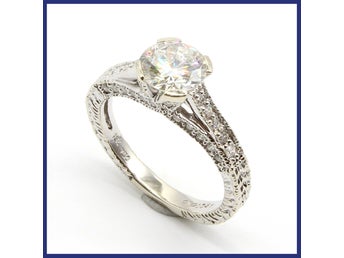 Ring, 18K vitguld, solitär/pavé, naturliga diamanter (1,62ct, stl 16,2mm)