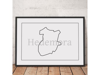 Poster, stiliserad karta Hedemora stadsgräns, A4