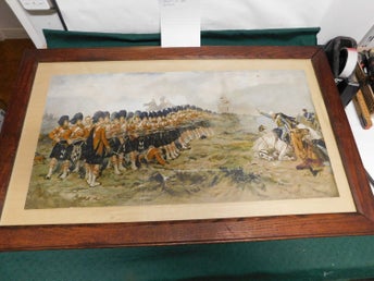 Robert Gibb Tunna Röda Linjen 1881 Oljetryck i Glasad Träram 81 x 50 cm