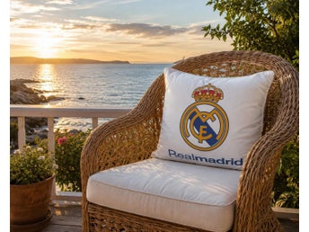 Underbart Real Madrid örngott med emblemet vit bakgrund Fint skick