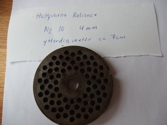 Husqvarna Reliance No 10 Köttkvarn Hålskiva 4mm