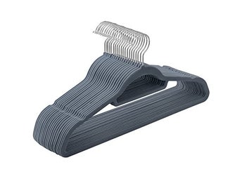 Songmics 20 Velvet klädhängare, halkfria, platsbesparande, grå CRF20V