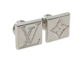 LOUIS VUITTON Bouton De Manchette Stratos Cuffs metall Silver M68252 Auth BA7567