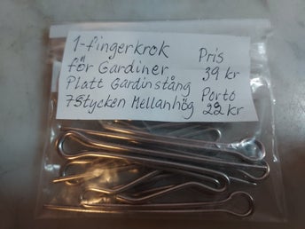 Gardinkrokar till KIRSCH 1-fingerkrok 7 Stycken Mellanhög Längd ca 6 cm