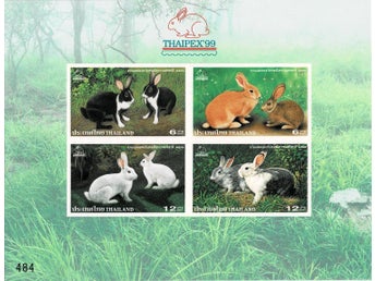 THAILAND 1999 Mi BL 122B KANINER OTANDAT MINIARK ** VÄRDE 165.