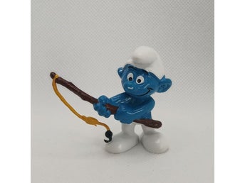 Smurf - Fiskare m. Mörkbrunt Fiskespö , Peyo Bully