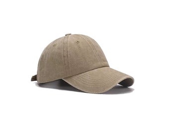 Baseballkeps, tvättad bomull, beige khaki, fri leverans
