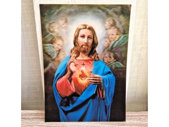 3D Lenticular Sacred Heart Jesus Postcard Toppan Top Stereo PK 246