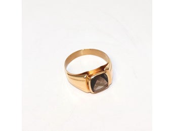 Klackring 18k m brun sten 4,1g, D. 21,25 mm, B. 3,6 - 11,8mm, 23924:2, L 15107