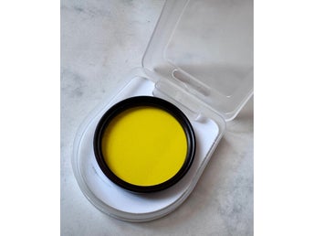 Gult filter, 77 mm, nytt i ask