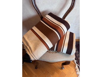 Retro randiga gardiner 2 st längder – Brun/Orange/Beige 70-tal vintage
