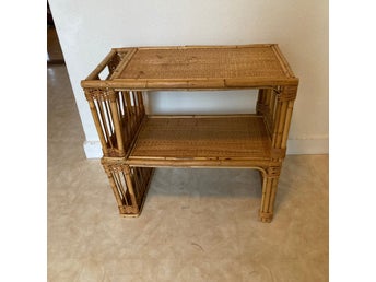 Paret Sängbricka sängbord bambu rotting retro vintage bohem