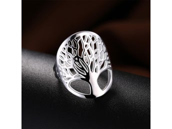 16 mm Silver ring 925 Stämpel livetsträd familj love hjärta pläterad kärlek