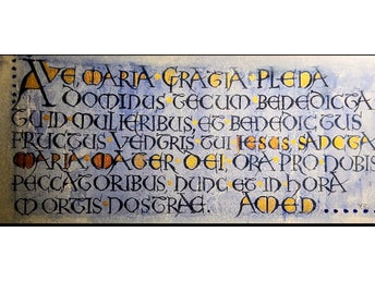 Fint kalligrafiskt texdad bön, Ave Maria, latin