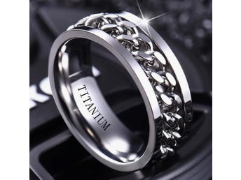 Helt ny ring Titan rostfritt stål graverad Titanium stresshantering str. 18mm