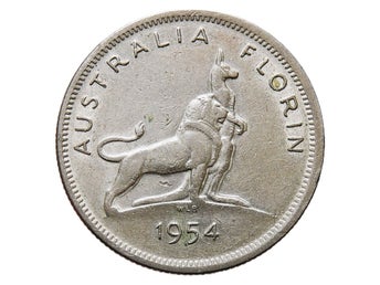 AUSTRALIEN / Australia. 1 Florin 1954. Royal visit. Silver.