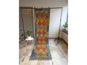Handvävd Ull kelimmatta 292 x 80 cm