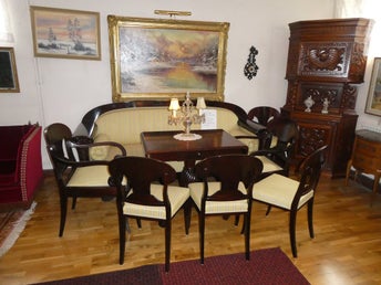 Antik Karl-Johan Möbel Grupp Mahogny 8-Delar.