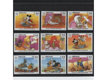 Grenada 1994 Disney Musse Pluto Hundens år 9v + 3v i 3 block.